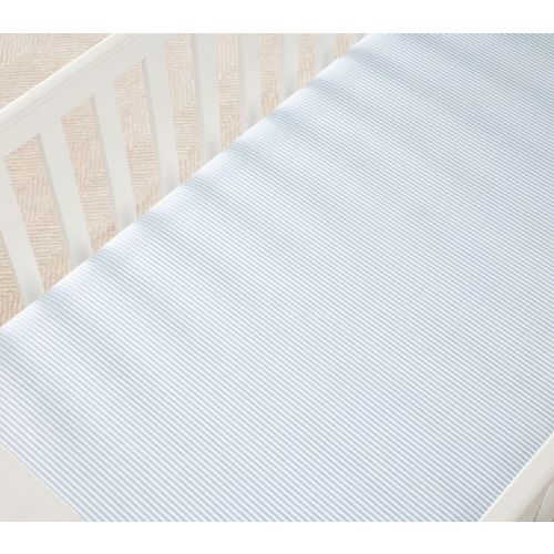 Oxford Stripe Organic Crib Fitted Sheet, Blue