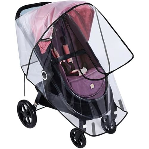 Universal Clear Baby Stroller Weather Shield - Waterproof Rain Cover Protection for Snow, Wind, Rain - Safe Material Travel Stroller Cart Accessory