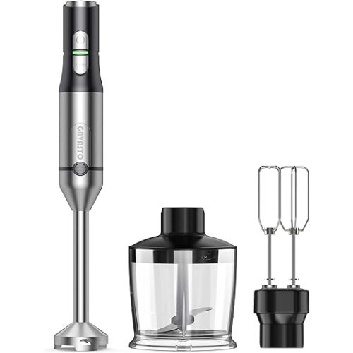 Immersion Blender RPM 16000±10% Hand Blender,15 Speed and Turbo Mode Hand Mixer, 3-in-1 Heavy Duty Copper Motor Stainless Steel Smart Stick with Egg Beaters and Chopper