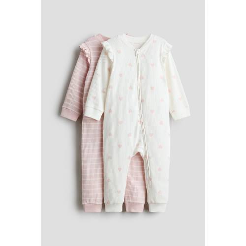 2-PACK RIBBED COTTON PAJAMA JUMPSUITS