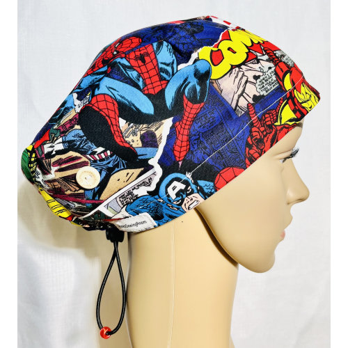 Super Hero Comics Scrub Cap - scrub cap for women, Scrub hat for nurses, surgical cap, adjustable Toggle tie
