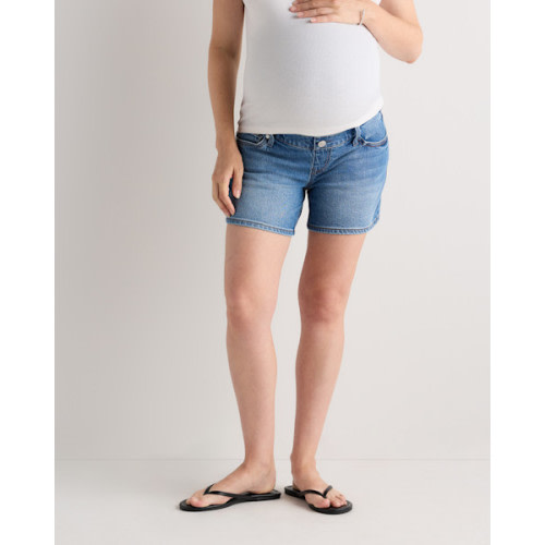 Lila Stretch Maternity Vintage Shorts in Atlantic Blue