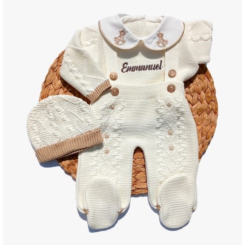 Going home Newborn Boy First Outfit Spanish Newborn knitted - Primera Puesta baby boy knit clothing baby knitted footie baby Horse Theme