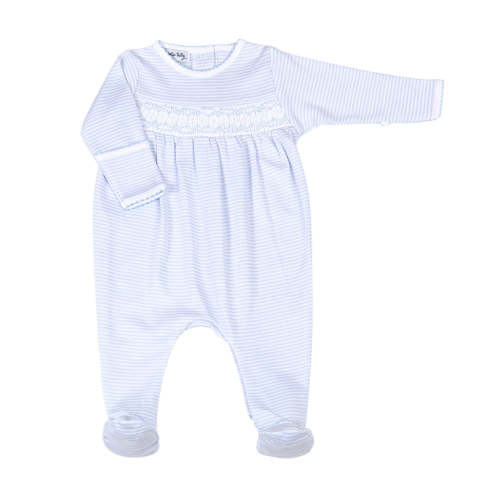 Mini Stripe Blue Smocked Footie