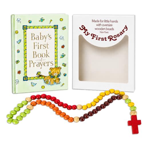 Baby Catholic Baptism Gift Set, Includes Baby's First Rosary and Baby's First Book of Prayers, Perfect Baptism, Christening, Shower Gifts