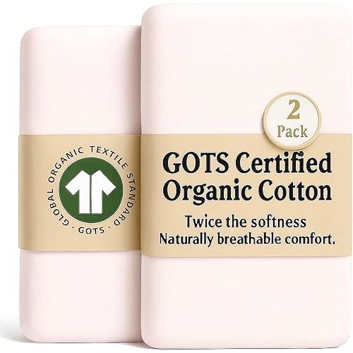 GOTS Organic Bassinet Sheets 33x20 for Baby Delight Beside Me Dreamer, Maxi-COSI Iora, 200GSM Thickest & Softest Turkish Cotton, 2-Pack Bedside Sleeper, Bassinet Sheets Rectangle Angelbliss Baby