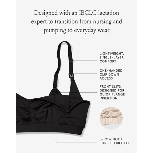 Bodily The Do Anything Nursing Bra for Breastfeeding & Hands Free Pumping, Wireless, Adjustable Maternity Bra