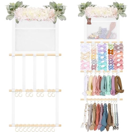 POVETIRE Headband Holder Hair Bows Organizer for Girls, Hair Accessories Display Storage Wall Hanging Decor for Baby Nursery Toddler Baby Room Base