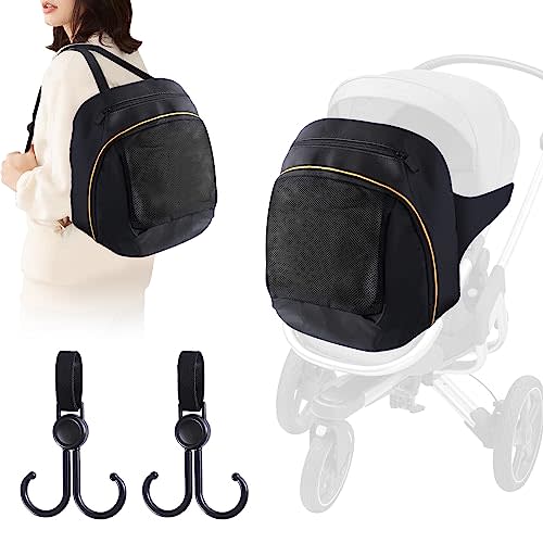 Abnaok Stroller Organizer Bag for Doona with 2PCS Double Stroller Hook, Infant Car Seat Stroller,Large Capacity Diaper Bag, Stroller Accessories Easy Access Zipper Design