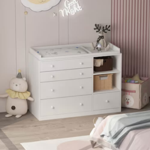 FUFU&GAGA 47.2-in W White Freestanding-Mount Changing Table LJY-KF200066-01 at Lowes.com