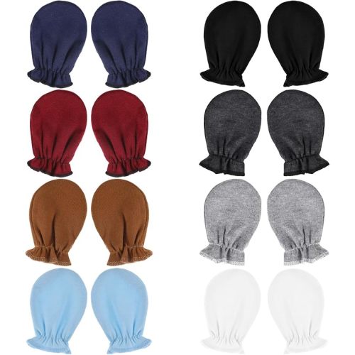 8 Pairs Baby Mittens Newborn No Scratch Mittens Newborn 0-6 Months Cotton Wrist Gloves Infant Toddler Mitten