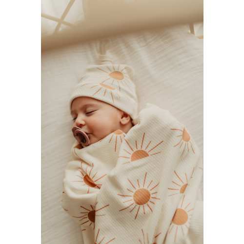 Special Fabric Sun Blanket and Hat, 80x90 cm blanket, Baby 2 Layer Jersey Blanket, Sunrise Organic Cotton Blanket and Hat Set