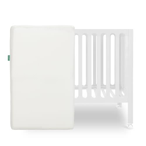 Newton Baby Galileo Mini Crib White, Mattress Included | Mini Crib, Solid Beech Wood, Wheels, Adjustable Mattress Height, Mini Crib Mattress Included