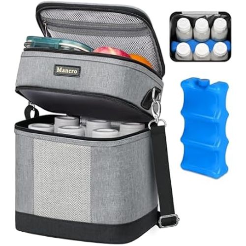 Mancro Breastmilk Cooler Bag with Ice Pack,Insulated Bottle Bag for Daycare