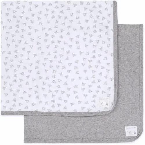 Burt's Bees Baby - Blankets, Set of 2, 100% Organic Cotton Swaddle, Stroller, Receiving Blankets