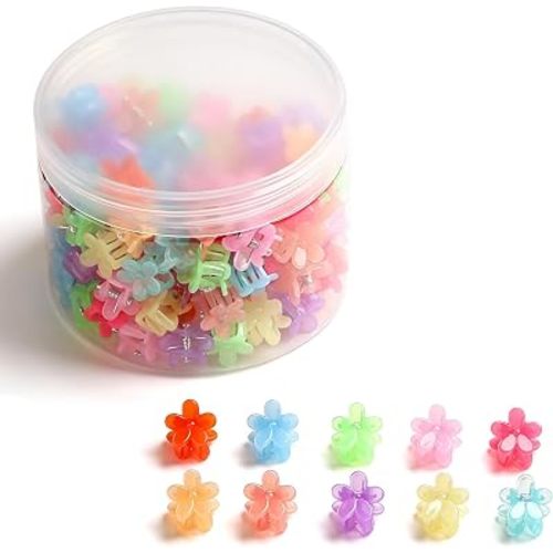 Mini Flower Hair Clips 100Pcs, Small Hair Clips Mini Claw Clips Cute Tiny Jaw Clips Hair Pins Barrettes Colorful Hair Accessories for Women Baby Girls Kids Teens