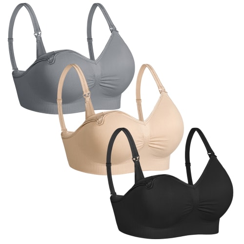 Womens Sleeping Nursing Bra Wirefree front buckle Breastfeeding Maternity Bralette Pack of 3