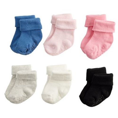 Baby & Toddler Girl Jumping Beans® 6-Pack Foldover Cuff Solid Grip Socks