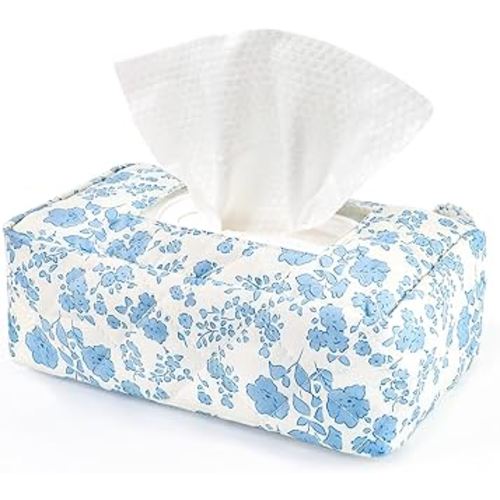 Floral Baby Wipe Holder Portable Reusable Travel Wipes Case for Nursery Bedroom Office Shower Gifts Wipes Pouch Dispenser Christmas Birthday Gifts (Blue Floral)