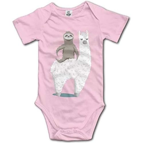 Sloth Riding Llama Cute Baby Bodysuit Cozy Short Sleeve Onesie Romper Unisex