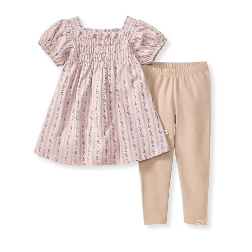 Burt's Bees Baby baby-girls Short Sleeve Top and Leggings Set, Outfit Bundle, 100% Organic Cotton