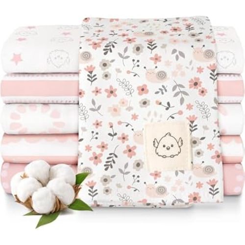 Organic Burp Cloths Baby Boy Girl, 6pk Large Burping Cloths (Sweet Charm)