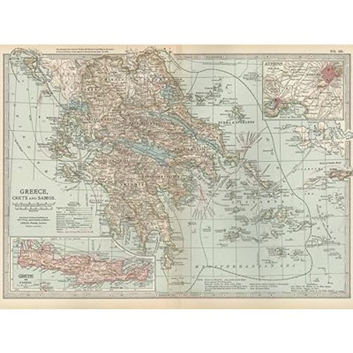 ART.COM Wall Art Print Plate 36. Map of Greece by Encyclopaedia Britannica, 16" x 12"