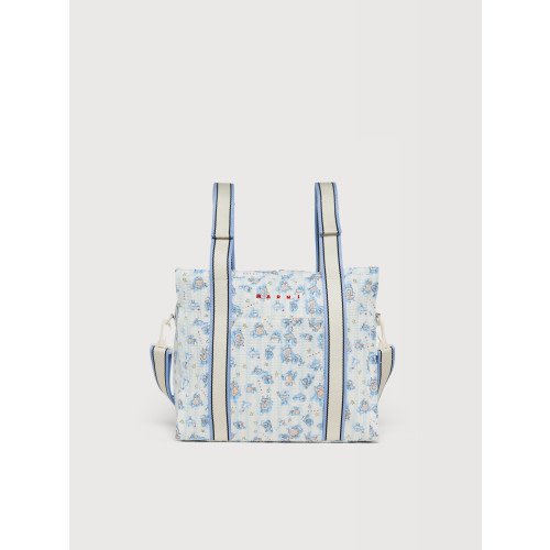 Light blue cotton changing bag with all-over print | Marni