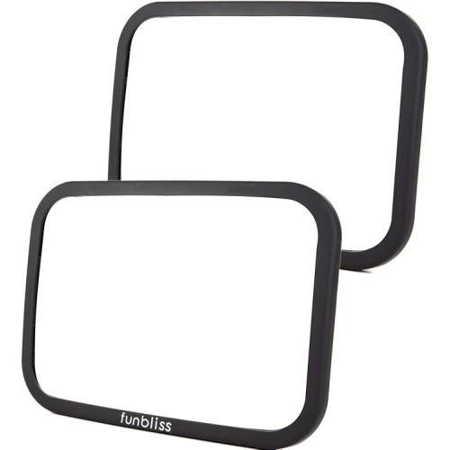 Funbliss Rear Facing Car Seat Mirrors - Shake-proof & Shatterproof Baby Car Mirror for Backseat - Clear Wide View, Easy Install, 2 Pack for Multiple Kids