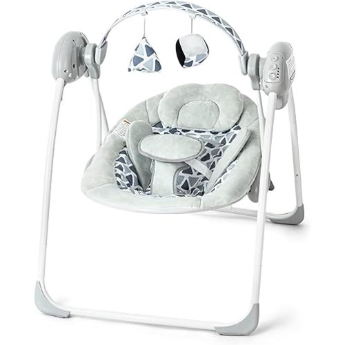 Baby Swings for Infants, Portable Baby Swing Folds Easy with Adaptable Speed, Music,Timer,Baby Swing Indoor/Outdoor,Infant Swing for Babies 0-6 Months 6-20 lbs Grey