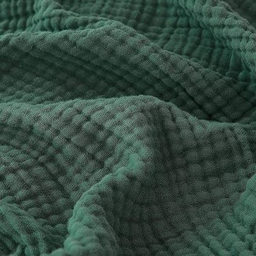 EMME Muslin Baby Blankets 100% Cotton 4-Layer Swaddle 40"x50" Lightweight Soft Breathable for Toddler, Infant, Newborn All Season Gauze Blanket, Forest Green