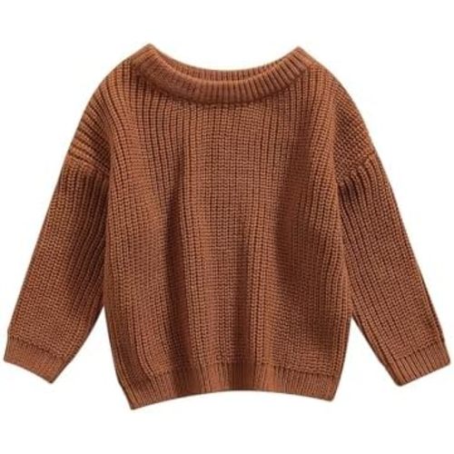 Baby Girl Boy Toddler Knit Sweater Cute Round Neck Long Sleeve Blouse Pullover Oversized Sweatshirt Warm Kids Tops