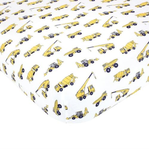 Hudson Baby Infant Boy Cotton Fitted Crib Sheet, Construction, One Size
