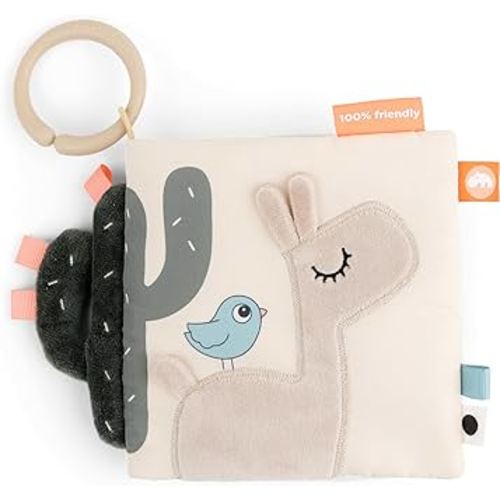 Done by Deer Activity Book for Babies – Lalee Soft Sensory Baby Book with Teether Mirror and Crinkle Sounds – Baby Toy for Tummy Time and Early Development – Beige, 7.7 x 5.7 inches