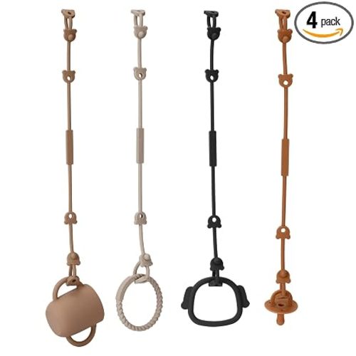 4 Pack Toy Safety Straps, Stretchable Silicone Pacifier Chains