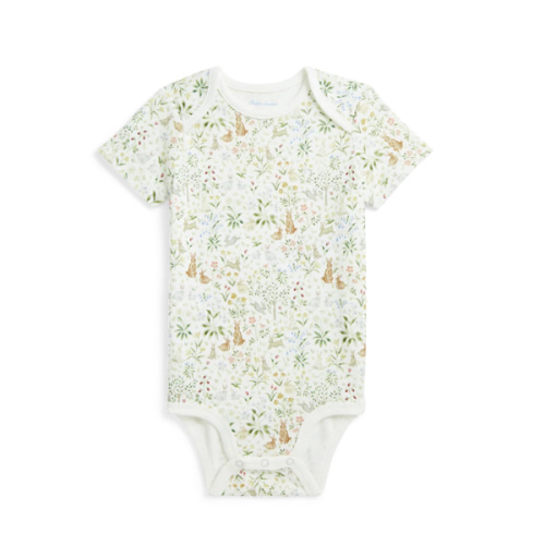 RL Baby x Riley Sheehey Cotton Bodysuit in Bunny Meadow | Over The Moon