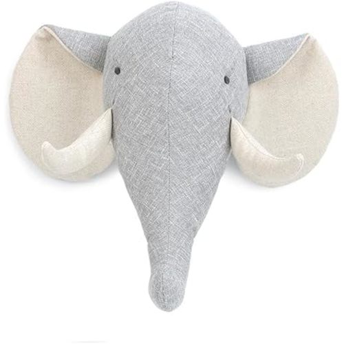 MON AMI Elephant Stuffed Head Wall Mount – 12”, Wall Hanging Décor, Stuffed Animal Head Wall Décor, Great Gift for Newborns, Kids, Boys, Girls