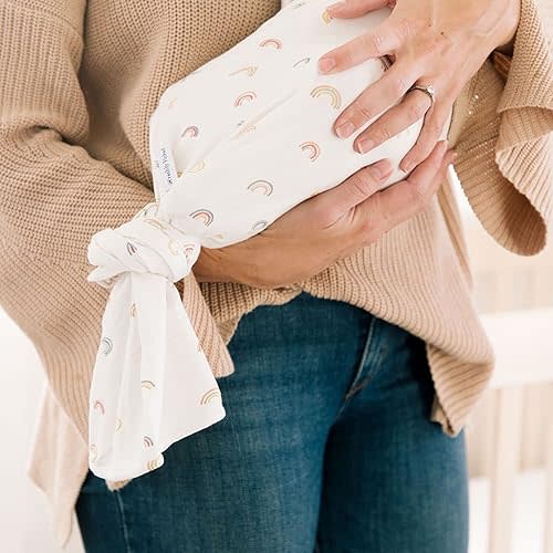 Freshly Picked Swaddle Blanket, One-Size-fits-All, Rainbows