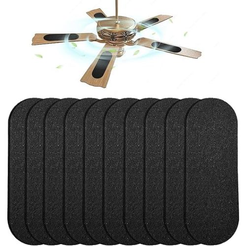 Ceiling Fan Filters for Blades 10 Pcs Activated Carbon Air Filter Easy-Stick Ceiling Fan Blade Filter for Home Office Common Household Contaminants All Fan Blades