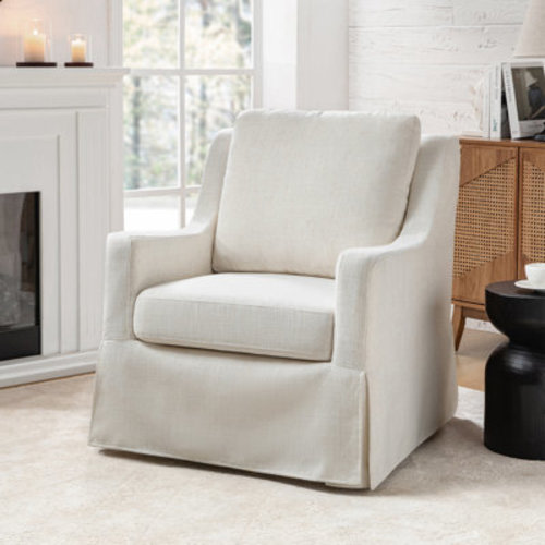 Beachcrest Home™ Wimberly 30"W Farmhouse Slipcover Swivel Rocking Chair with Pillow Back & Reviews | Wayfair