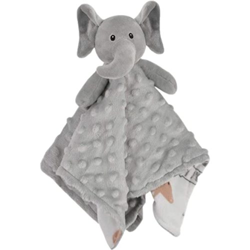 BORITAR Elephant Baby Security Blanket Soft Minky Dot Fabric Lovey Blanket with Lovely Animal Pattern Backing, Stuffed Plush Cuddle Newborn Blankie 14 Inch