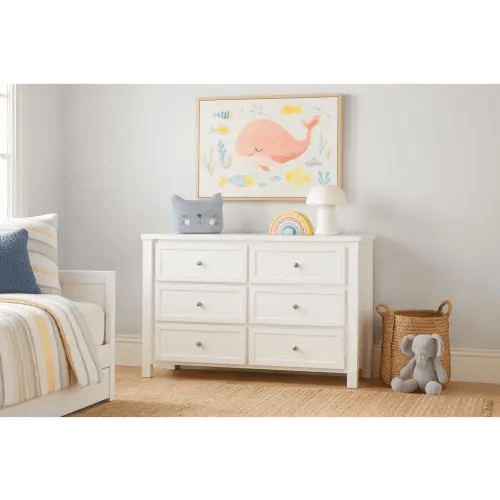 Luca White Wood 6-Drawer Dresser/Changing Table - $550