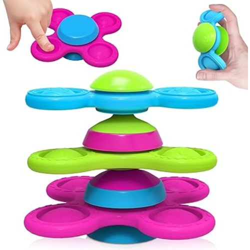 Spinner Toys for Babies, 3PCS | Suction Cup Spinner Toy for 1 2 Year Old Boys Girls | Suction Spinners Baby | Baby Toys 12-18 Months | Sensory Toy for Toddlers 1-3 (Cute Animals)