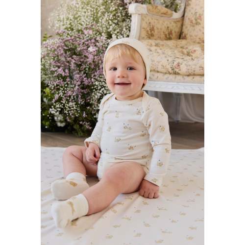 Organic Cotton Cassius Long Sleeve Bodysuit - Playful Honey