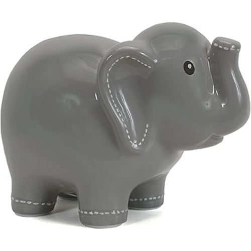 Child to Cherish Ceramic Stitched Elephant Piggy Bank, Grey