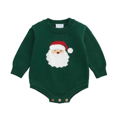 Green Santa Sweater Bubble | Holiday Knitwear for 0–3M | Mud Pie