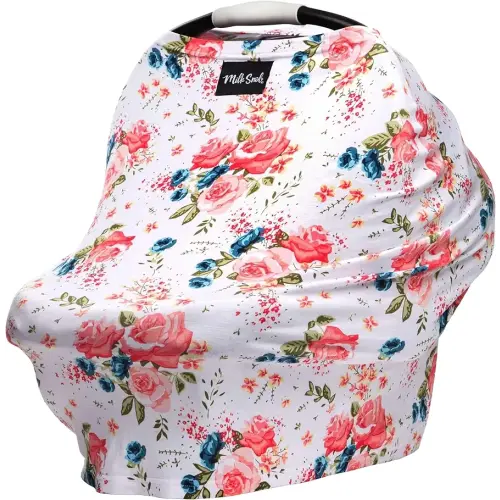 Milk Snob Original 5-in-1 Cover - Added Privacy for Breastfeeding, Baby Car Seat, Carrier, Stroller, High Chair, Shopping Cart, Lounger Canopy - Newborn Essentials, Nursing Top, French Floral