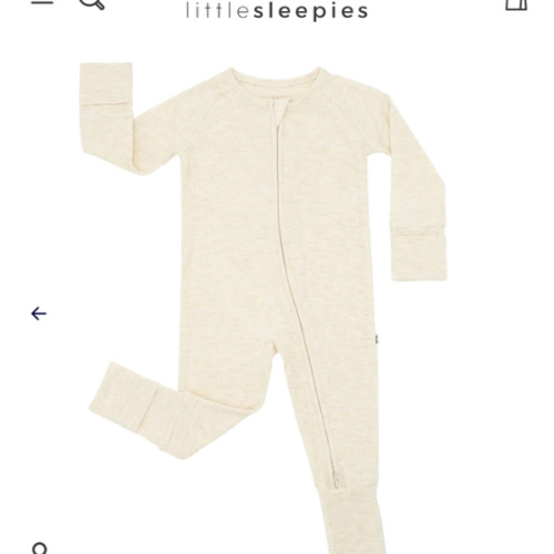 Heather Oatmeal Ribbed Zippy - Little Sleepies