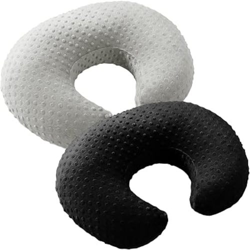 Homiest Light Gray & Black Minky Dot Nursing Pillow Cover Set
