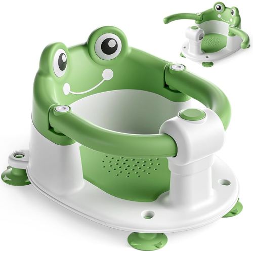 Baby Bath Seat for Babies 6 Months & Up - Toddler Bath Seats for Baby Sitting Up with 4 Suction Cups & Soft Cushion, Non-Slip Infants Shower Bathtub Chair for Newborn Boys Girls, Green